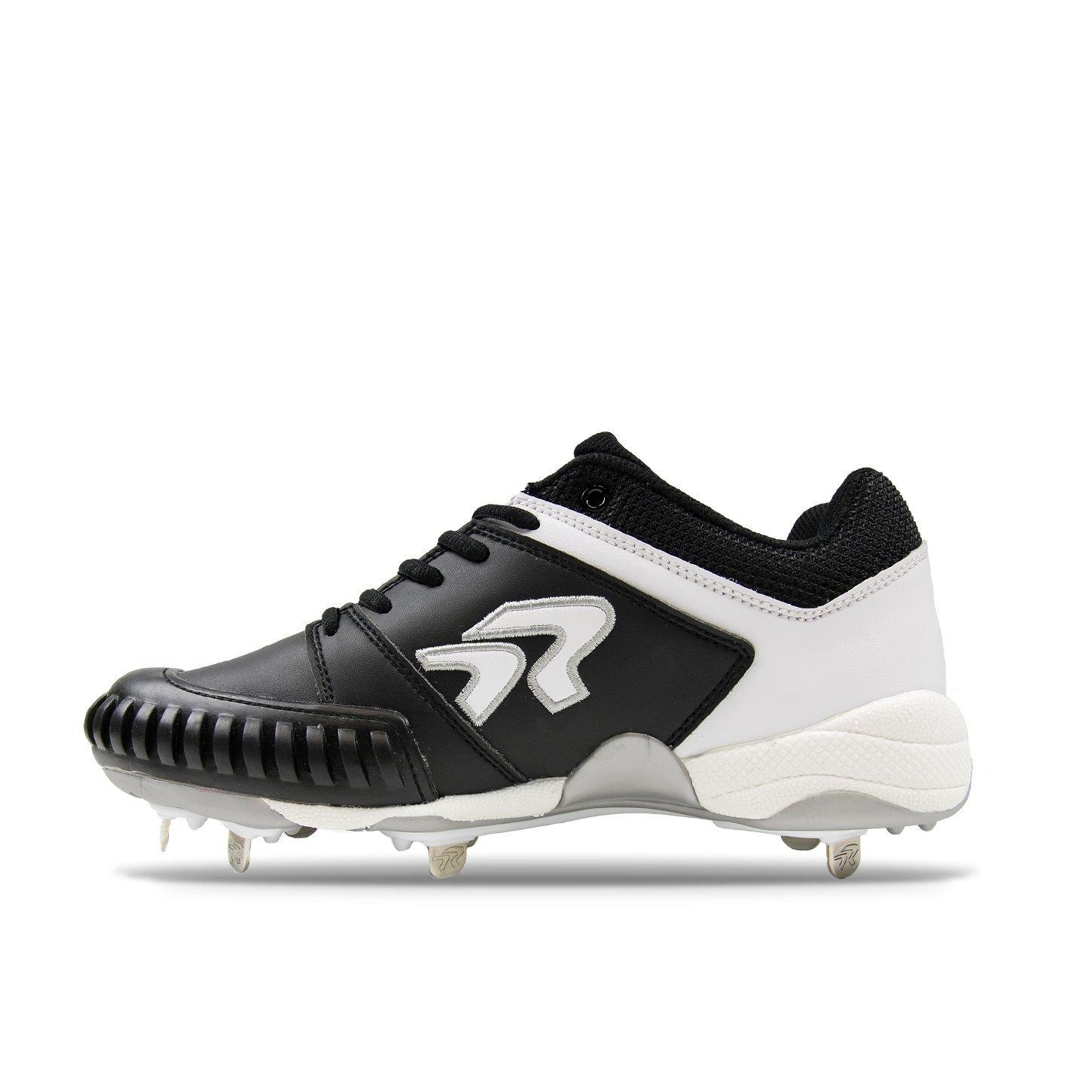 RIP-IT Ringor Flite "Black/White" Women's Softball Cleat with Spikes and Pitching Toe